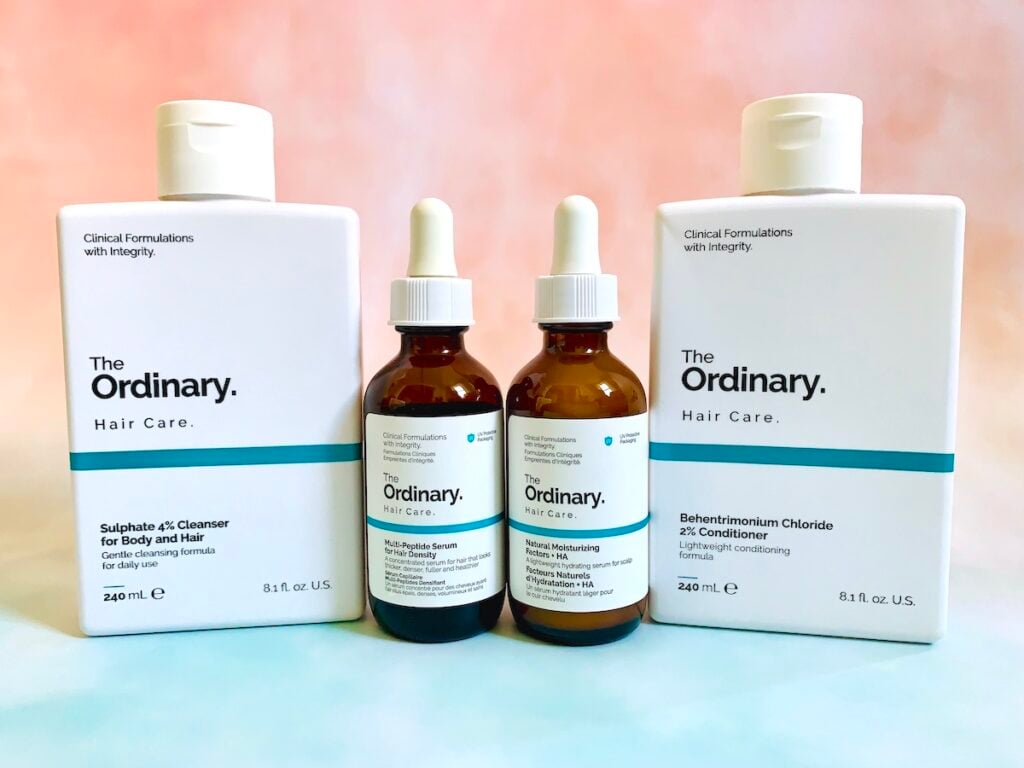 The Ordinary Hair Care Review: The Ordinary Sulphate 4% Cleanser for Body and Hair, Behentrimonium Chloride 2% Conditioner, Natural Moisturizing Factors + HA Hair Serum, and Multi-Peptide Serum for Hair Density