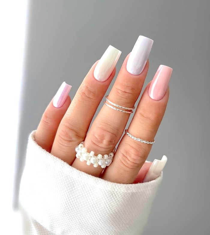 Pastel chrome nails.