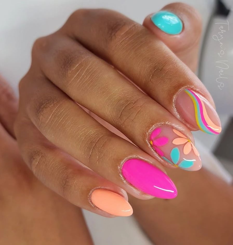 Summer neon nails.