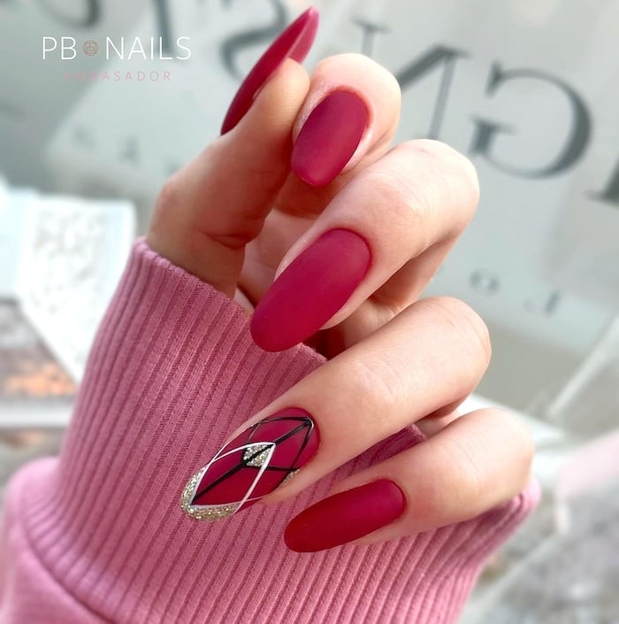 Red nail art.