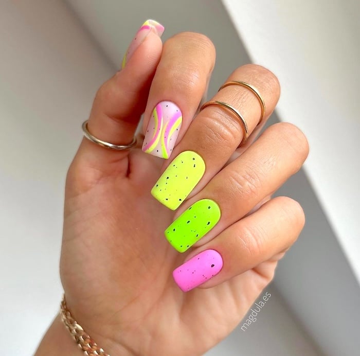 Spring neon nails.