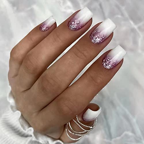 Square Ombre Purple Nails