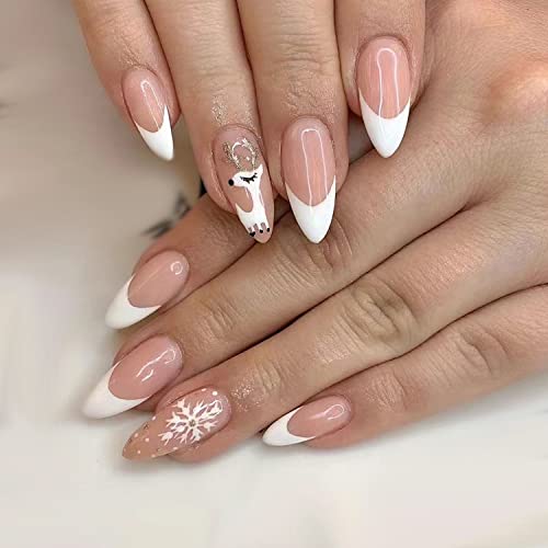 White French Tip Almond Nails