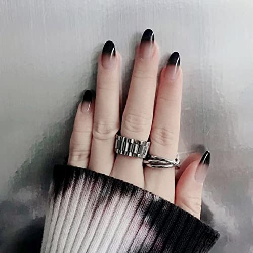 Glossy Black Ombre Nails