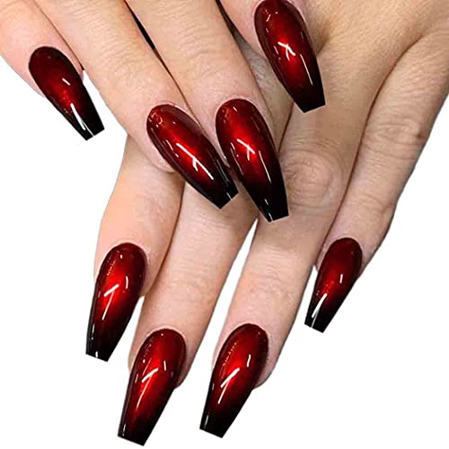 Red and Black Ombre Nails