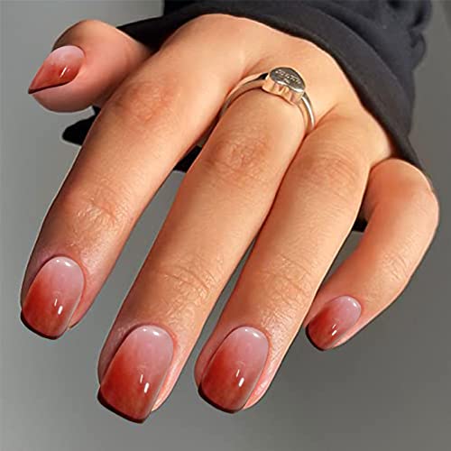 Nude to Red Ombre Nails