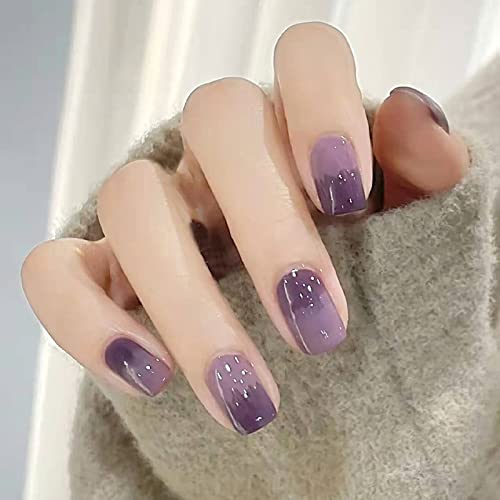 Short Purple Ombre Nails