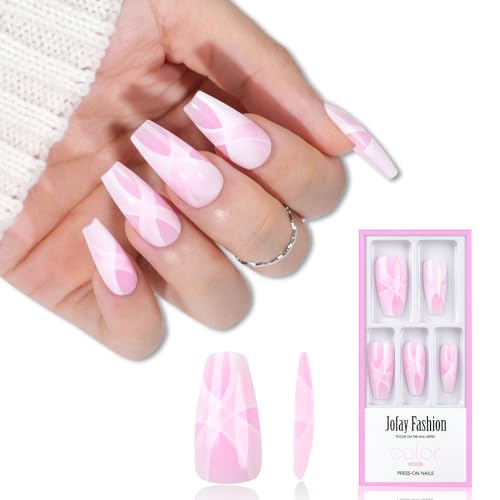 Pink Bow Coffin Nails