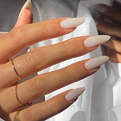 Glossy Milk Almond Nails