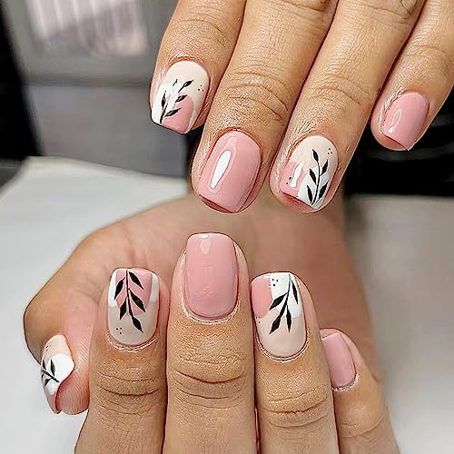 Short White and Pink Nails