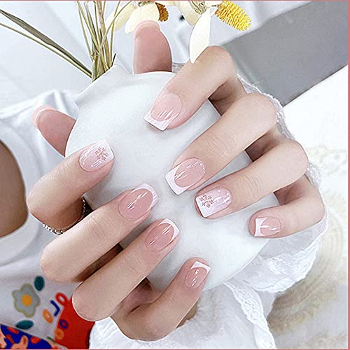 White Square French Tip Nails