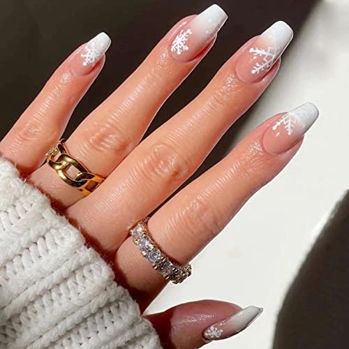 Nude White Ombre Acrylic Nails