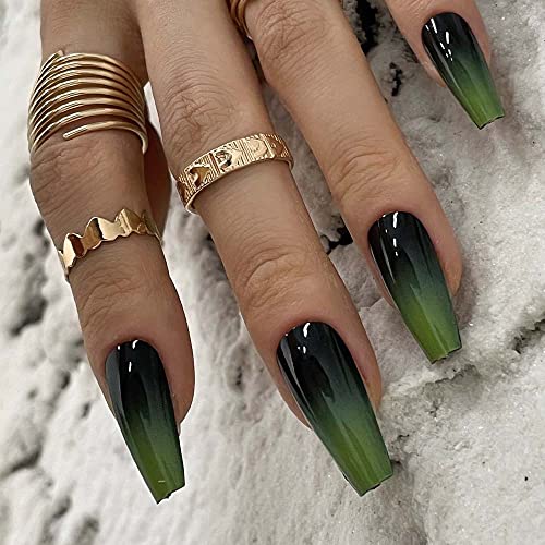 Black to Green Ombre Nails