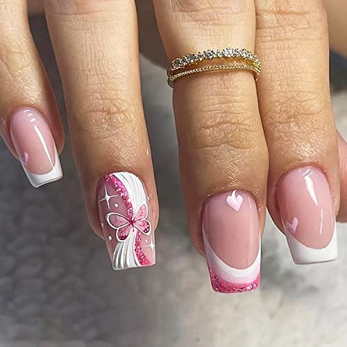 Butterfly French Tip Nails