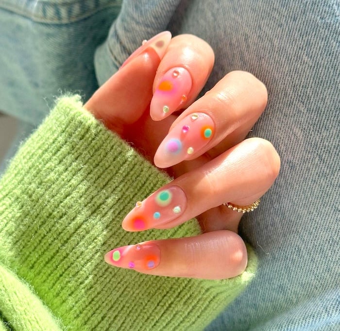 Colorful April nails.