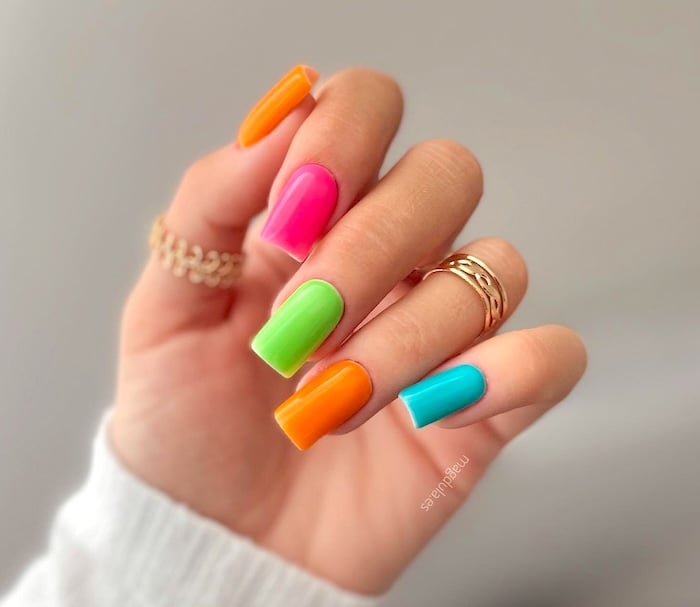 Candy neon nails.