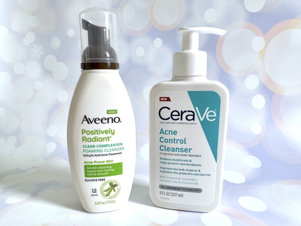 Aveeno Positively Radiant Clear Complexion Foaming Cleanser vs CeraVe Acne Control Cleanser.