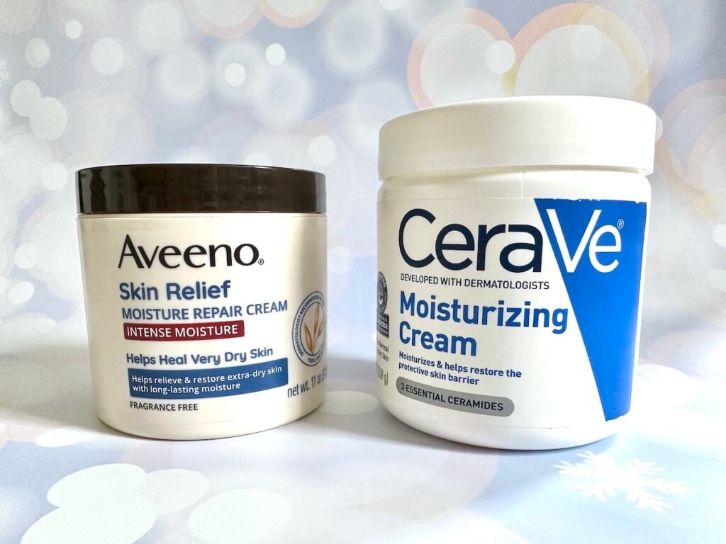 Aveeno Skin Relief Moisture Repair Cream vs CeraVe Moisturizing Cream.