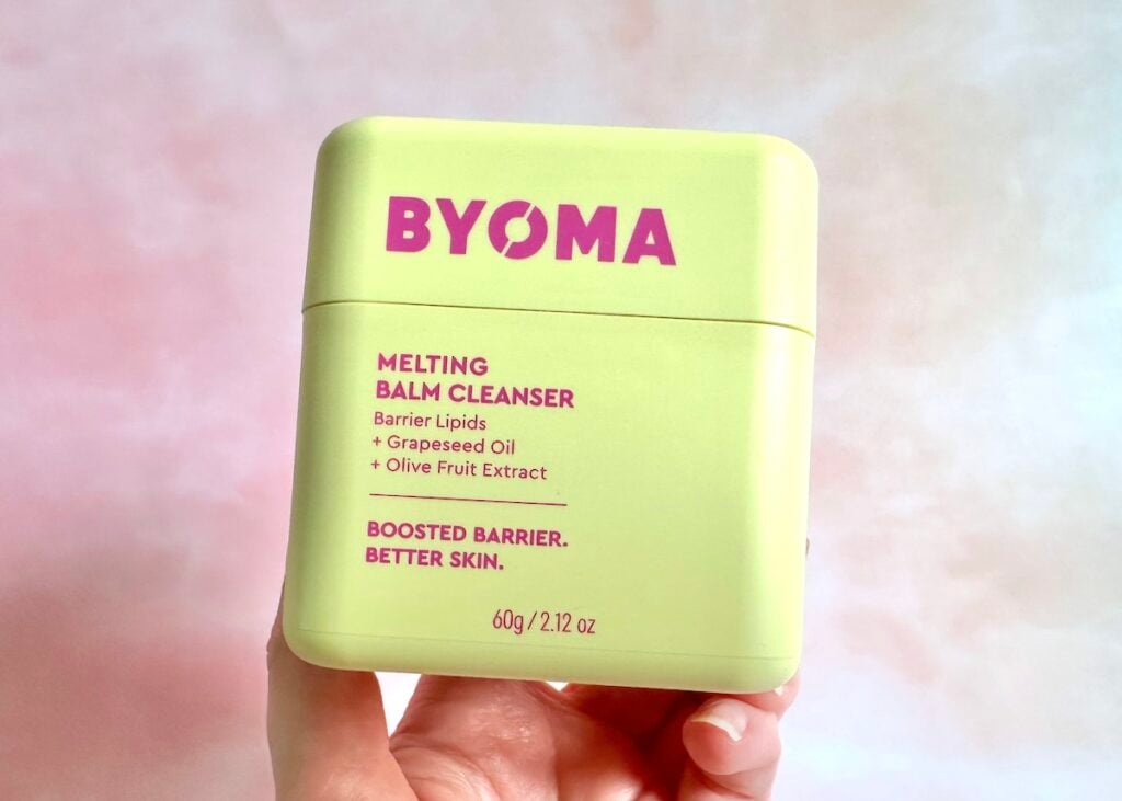 Byoma Melting Balm Cleanser, handheld.