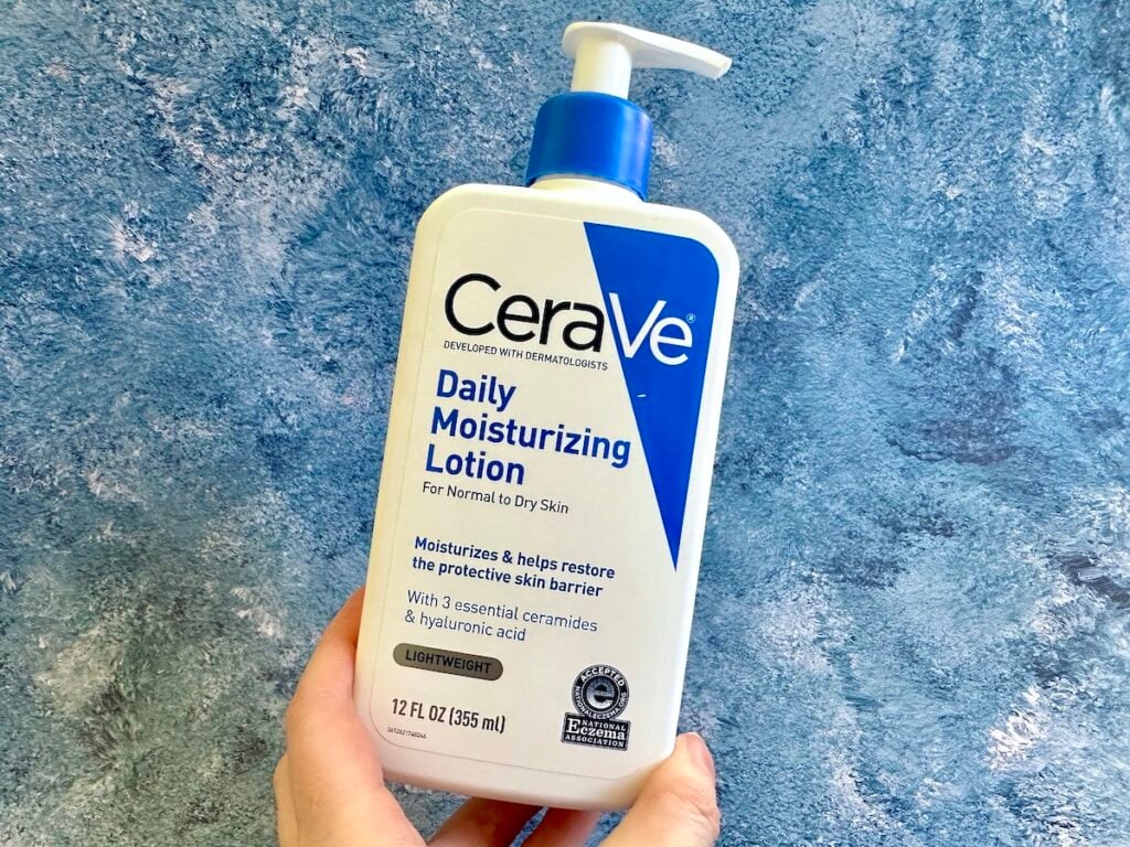 CeraVe Daily Moisturizing Lotion, handheld.