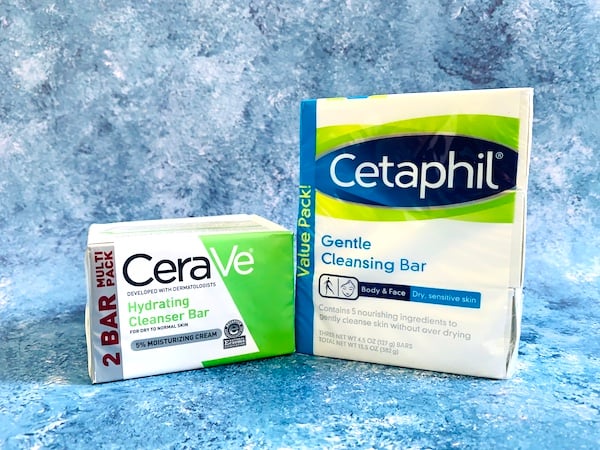 CeraVe Hydrating Cleanser Bar and Cetaphil Gentle Cleansing Bar