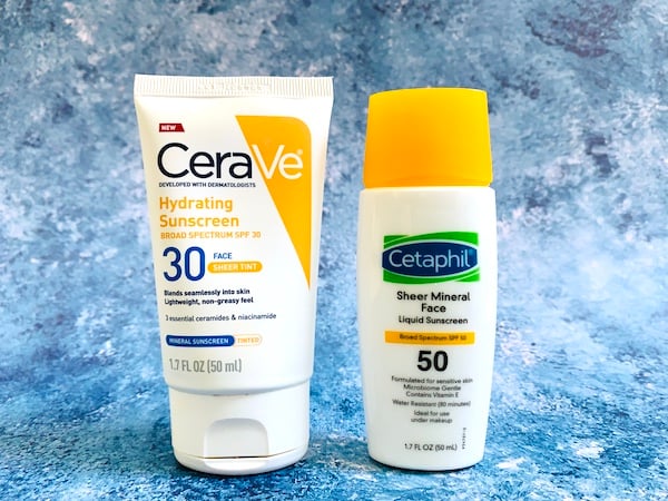 CeraVe 100% Mineral Sunscreen SPF 30 and Cetaphil Ultra Sheer Mineral Sunscreen