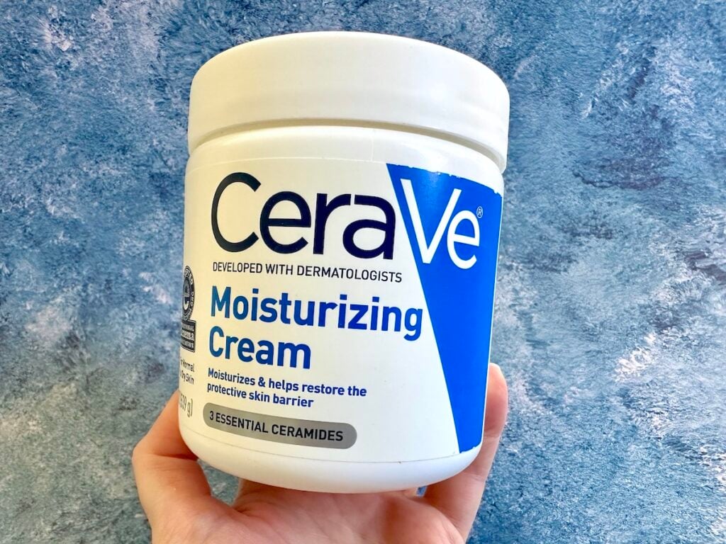 CeraVe Moisturizing Cream, handheld.