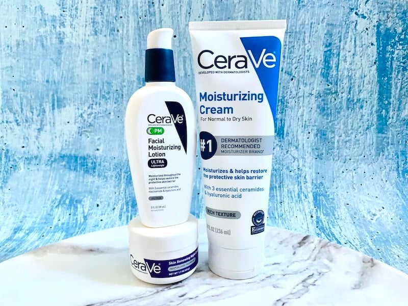 CeraVe PM Facial Moisturizing Lotion, CeraVe Moisturizing Cream and CeraVe Skin Renewing Night Cream