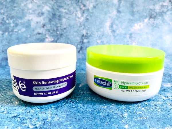 CeraVe Skin Renewing Night Cream and Cetaphil Rich Hydrating Cream