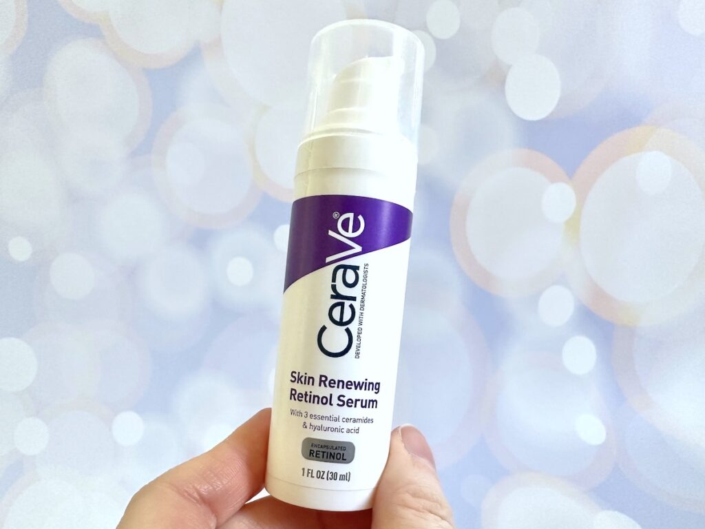 CeraVe Skin Renewing Retinol Serum, handheld.