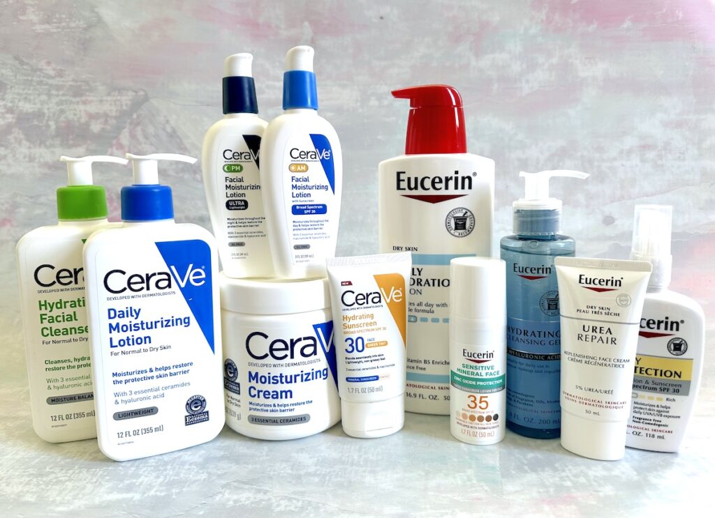 CeraVe vs Eucerin: skincare products side by side.