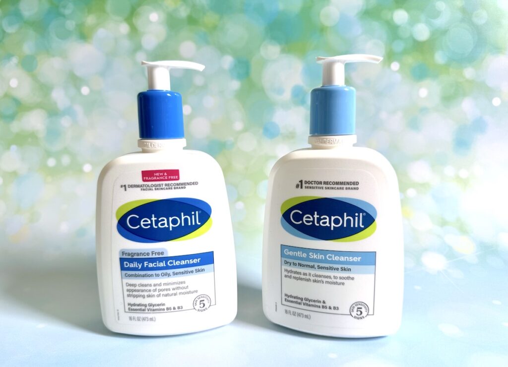 Cetaphil Daily Facial Cleanser vs Gentle Skin Cleanser, cleansers side by side.