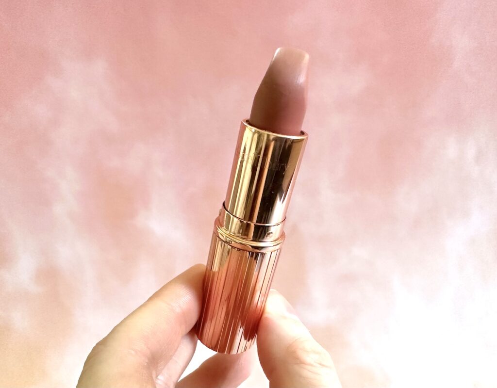 Charlotte Tilbury Pillow Talk Lipstick, handheld.