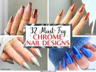 32 Must-Try Chrome Nails collage.