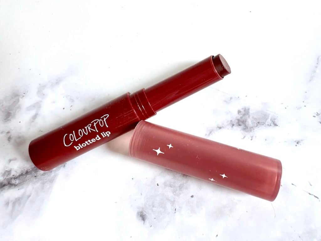 ColourPop Blotted Lip in Doheny Dr, flatlay with open lid.