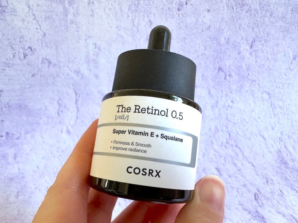 COSRX The Retinol 0.5% Oil, handheld.