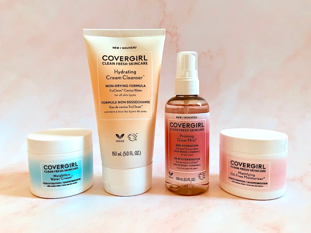 CoverGirl Clean Fresh Skincare Review: Hydrating Cleanser, Water Ceream, Mattifying Oil-Free Moisturizer and Glow Mist