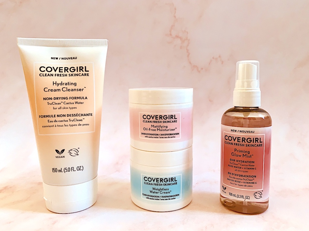 CoverGirl Clean Fresh Skincare Review: Hydrating Cleanser, Water Ceream, Mattifying Oil-Free Moisturizer and Glow Mist