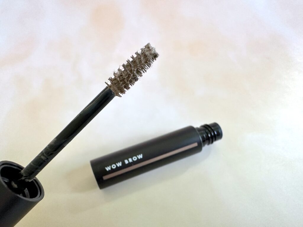 E.l.f. Wow Brow Gel wand and flatlay of open tube.