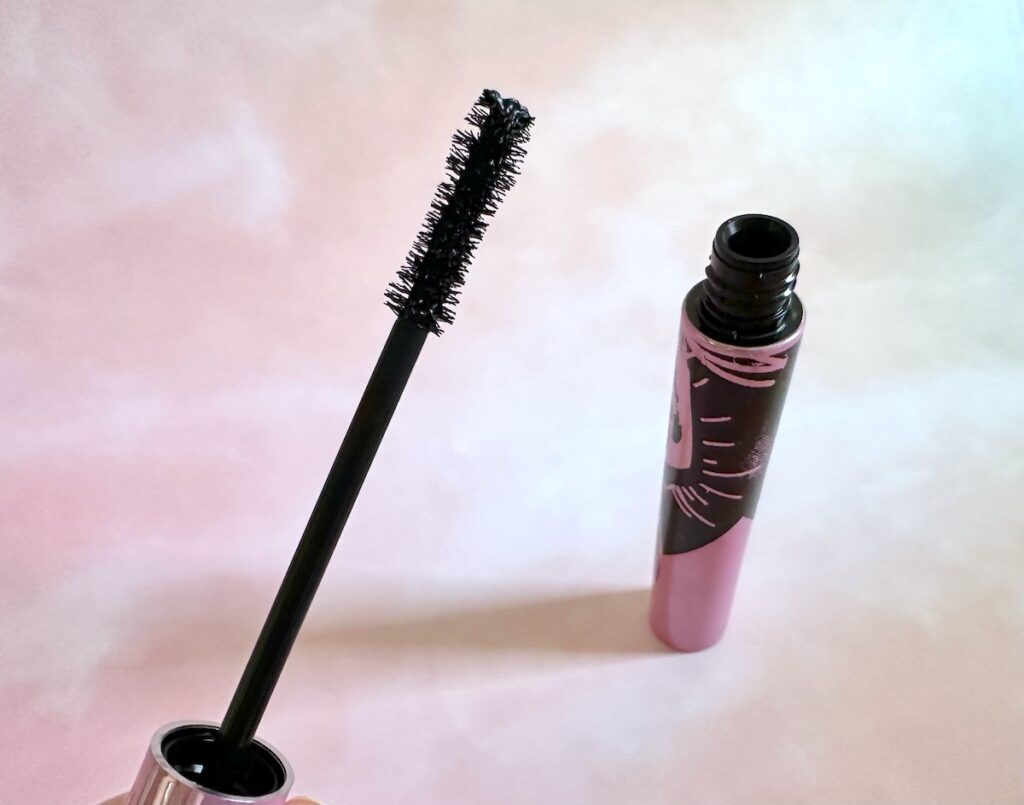 Flower Warrior Princess Mascara in the shade Royal Black, open tube with mascara wand.