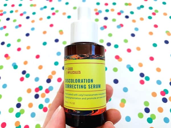 Good Molecules Discoloration Correcting Serum on colorful dot background