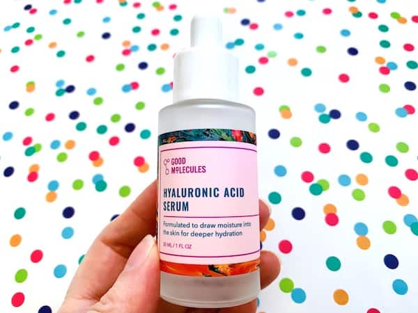 Good Molecules Hyaluronic Acid Serum on colorful dot background