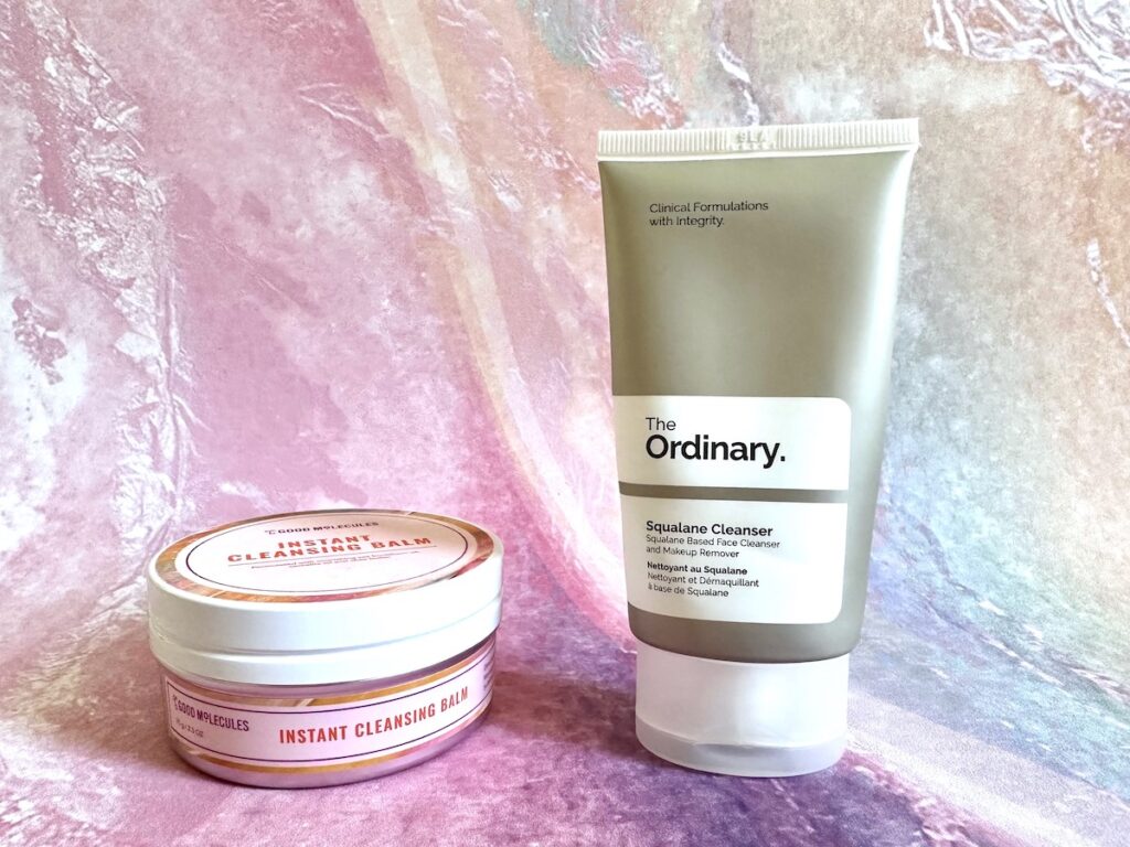 Good Molecules Instant Cleansing Balm and The Ordinary Squalane Cleanser.