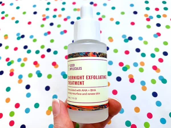 Good Molecules Overnight Exfoliating Treatment on colorful dot background