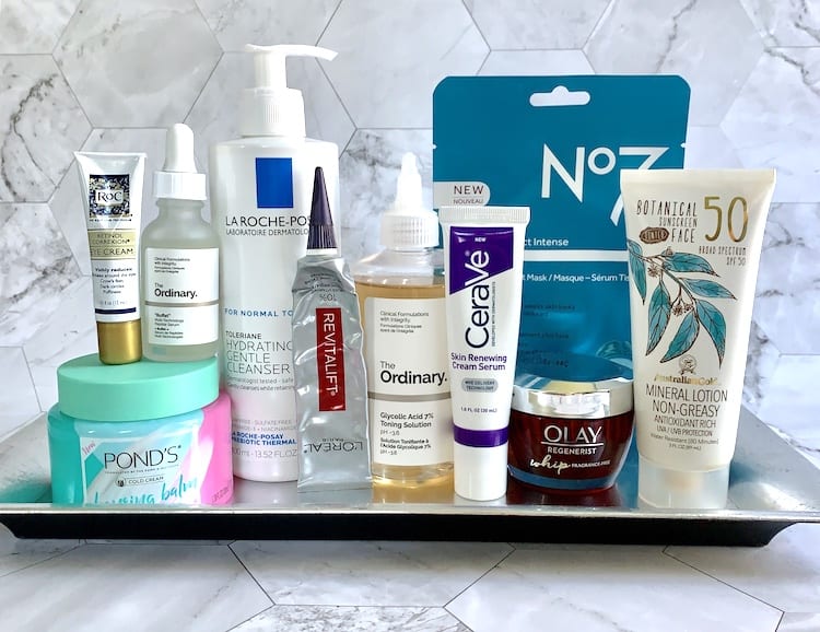 Drugstore Skincare Serums, Toners, Eye Cream, Masks and Moisturizers from Pond's, RoC, La Roche-Posay, L'Oreal, The Ordinary, CeraVe, No 7, Olay and Australian Gold