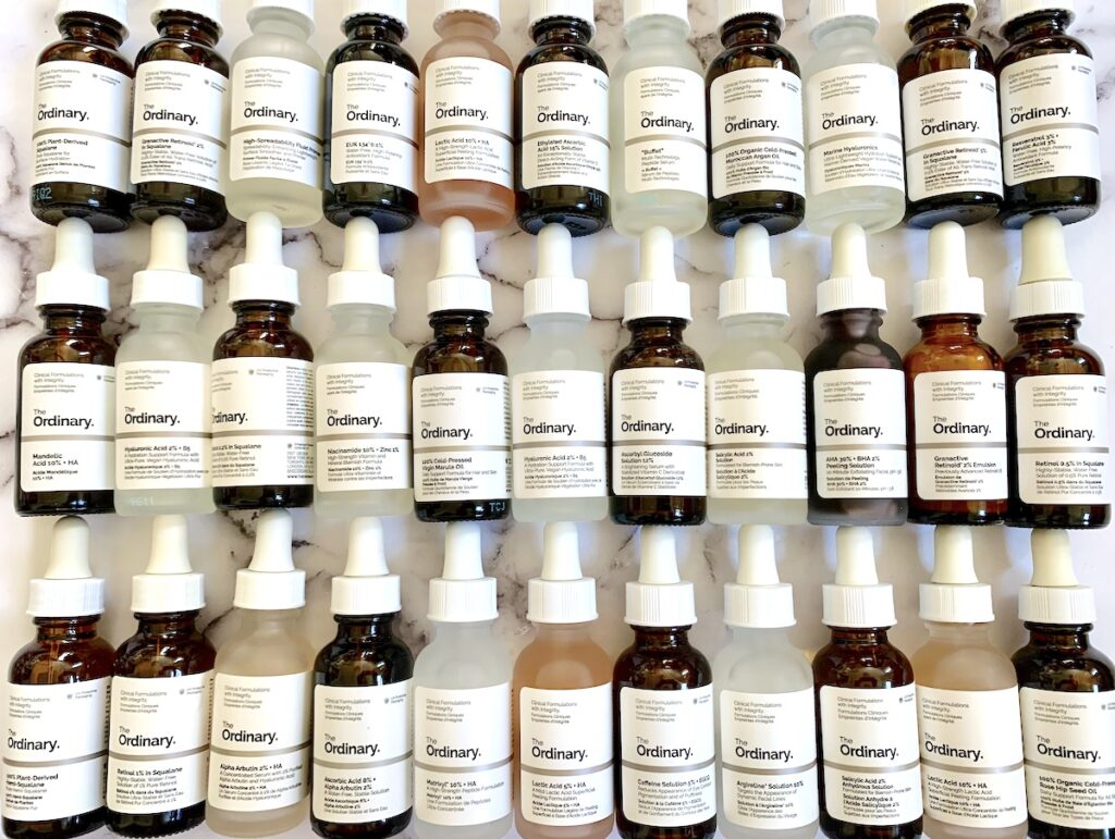 How To Layer The Ordinary Products: The Ordinary Serums flatlay.