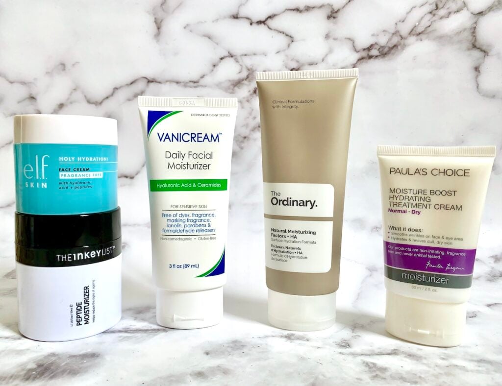 Kiehls Ultra Facial Cream dupes from e.l.f., The Inkey List, Vanicream, The Ordinary, and Paula's Choice