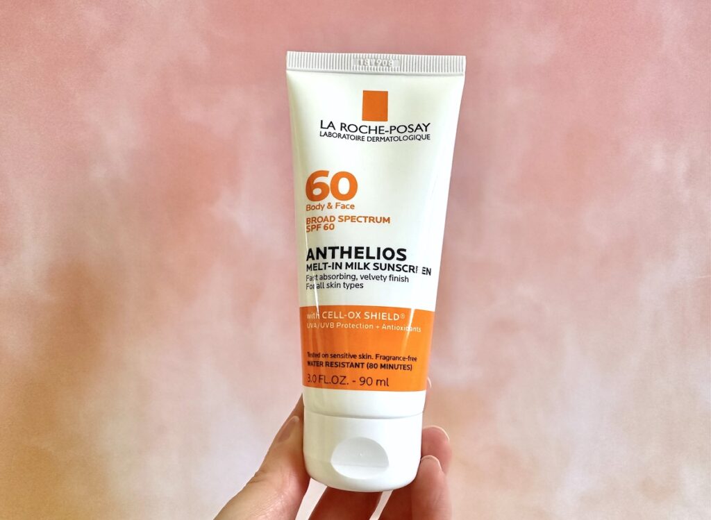 La Roche-Posay Anthelios Melt-In Milk Sunscreen SPF 60, handheld.