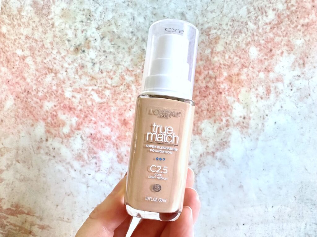 L'Oreal True Match Super-Blendable Foundation, in the shade C2.5, handheld.