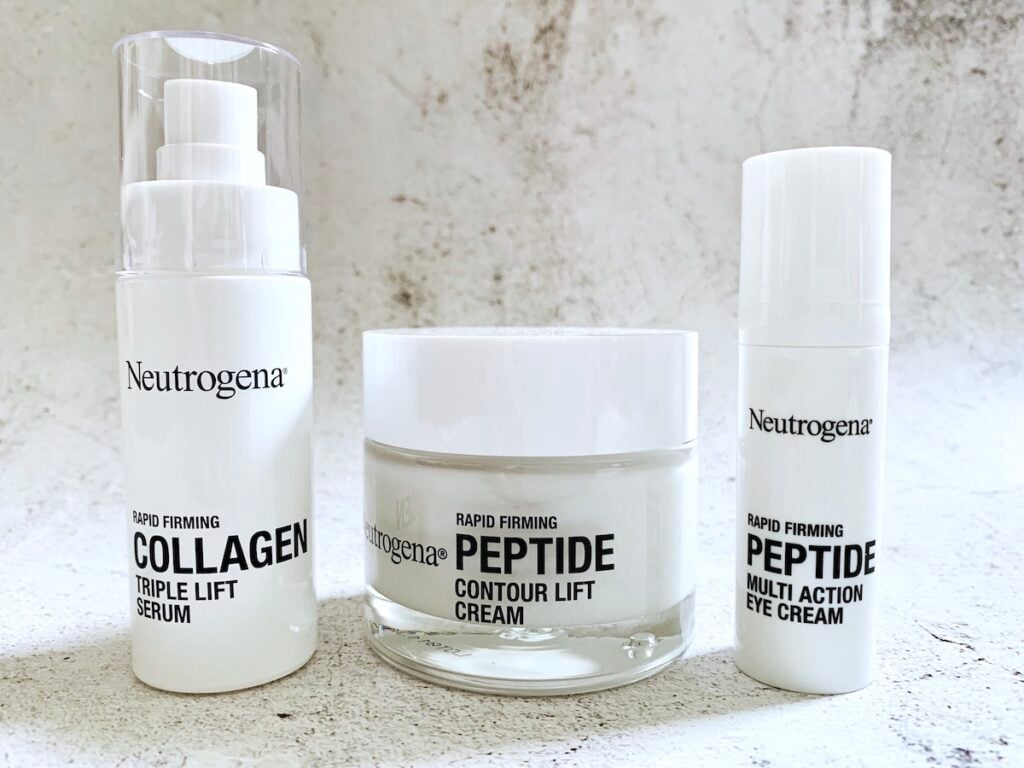 Neutrogena Rapid Firming Collagen Triple Lift Face Serum, Peptide Multi Action Eye Cream and Peptide Contour Lift Cream